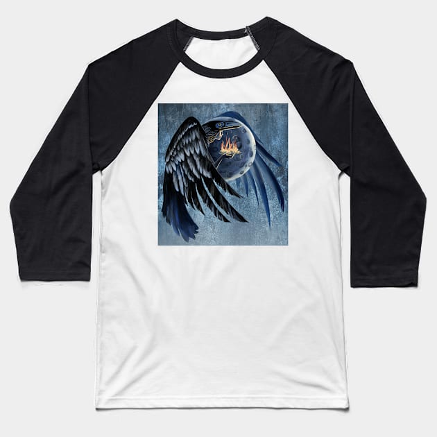 Moon Raven woman Baseball T-Shirt by SFDesignstudio